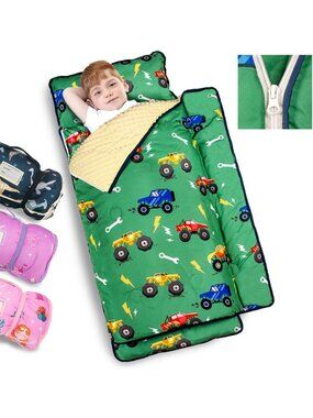 Cozy Extra Large Toddler Nap Mat with Pillow | Thick Sleeping Bag for Kids